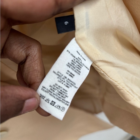 THEORY WOOL DOUBLE BREASTED TAILORED JKT TEXTURED SUIT BLAZER CREAM 6 - Picture 6 of 6